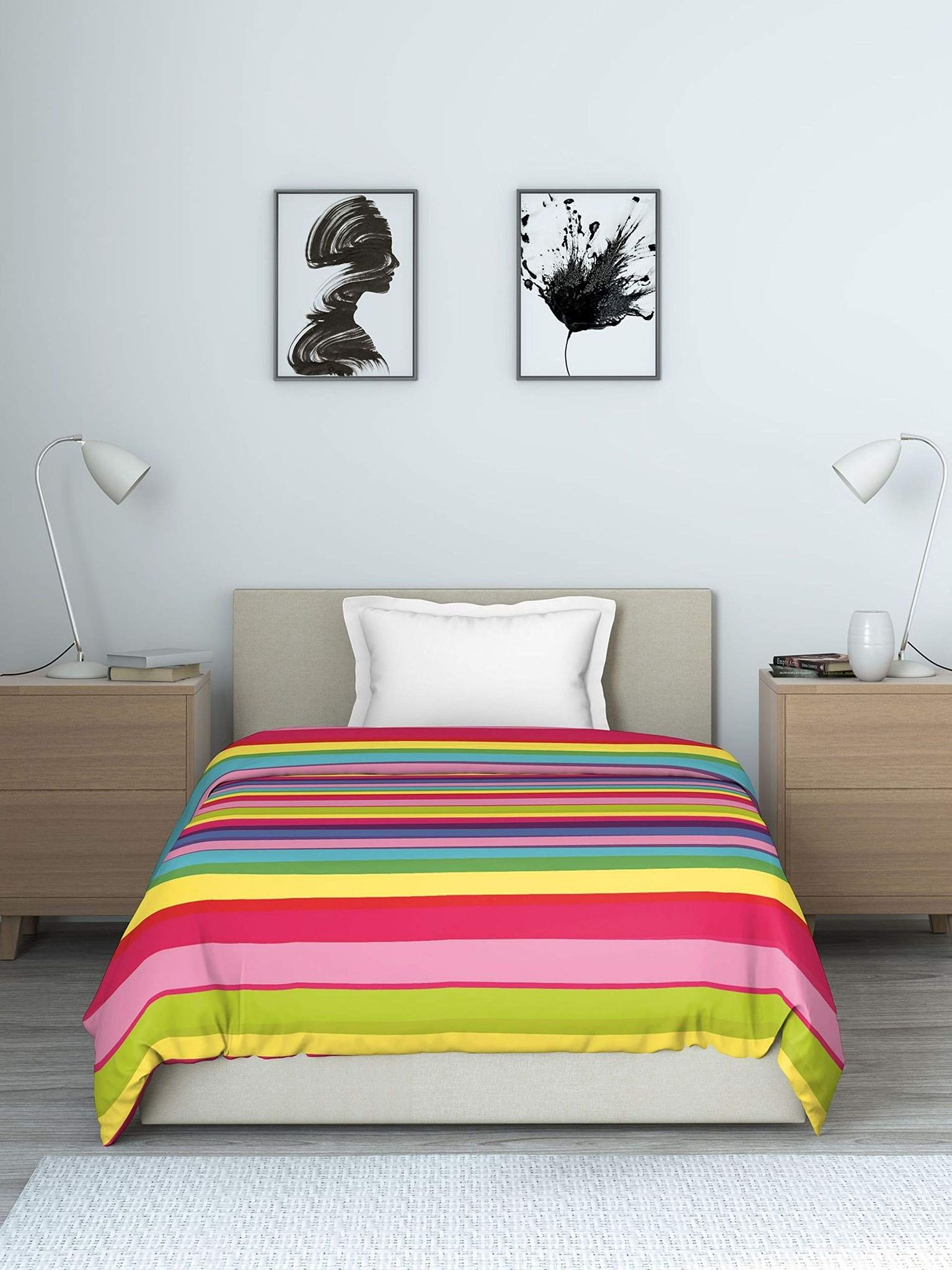 DDECOR - Viacom Collection 100% Cotton Kids & Teens Pattern 150TC Single Quilt|152 CM X 229 CM| - Pink