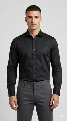 Mens Premium Black Cotton Shirt (60x40 Fabric) | Formal Wear | Regular Fit | Sizes S to XXL