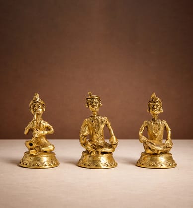 Bhareva Brass Tribal Musician Figurines – Set of 3