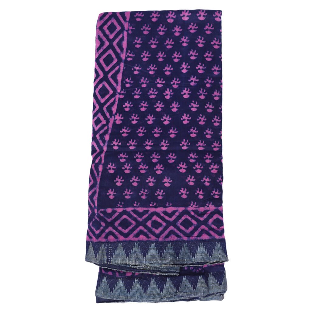 HANDLOOM CHANDERI PRINTED SAREE WITH BLOUSE (SKU - 1SCZ04011120 SAREE- 21)