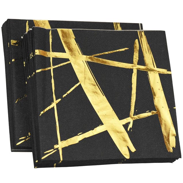 Black & Gold Paper Napkins - 20PC