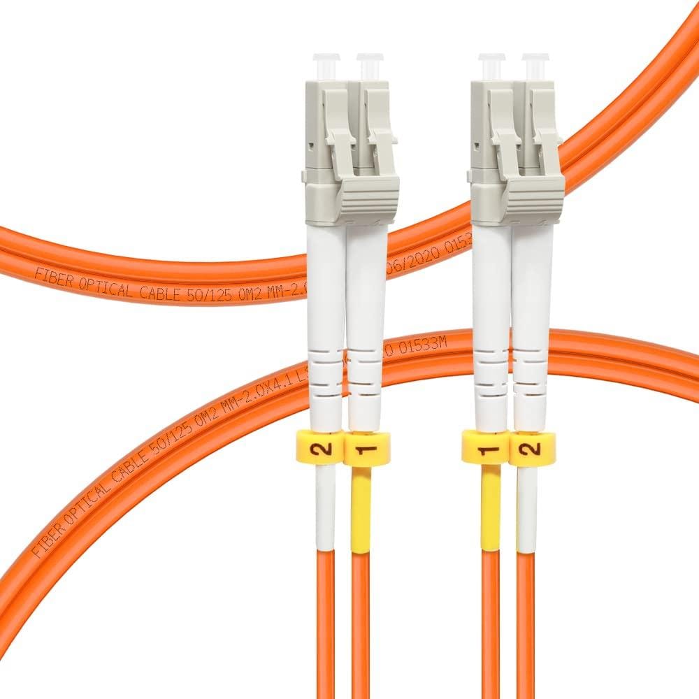 LC to LC Multimode Duplex Fiber Optic Cable, PVC Patch Cord for Networking switches, routers, and patch panels -10m