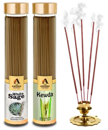 The Aroma Factory White Sage & Kewda Agarbatti for Pooja,Luxury Incense Sticks,No Charcoal,100% Herbal Fragrance Agarbathi (Bottle Pack of 2x100g) The Aroma Factory White Sage & Kewda Agarbatti for Pooja,Luxury Incense Sticks,No Charcoal,100% Herbal Fragrance Agarbathi (Bottle Pack of 2x100g)
