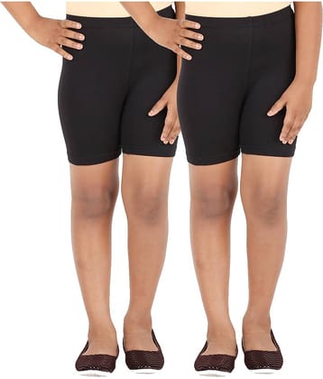 LULA Girls Cotton Cycling Shorts ( Black )