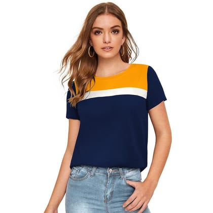 Women's Polyester, Knitting Western Wear T Shirt XL (Yellow)