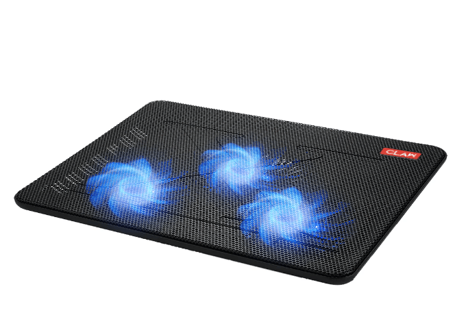 Refurbished CLAW Breeze C3 - 3 Motor Laptop Cooling Pad with Dual USB Hub (Black and Blue)