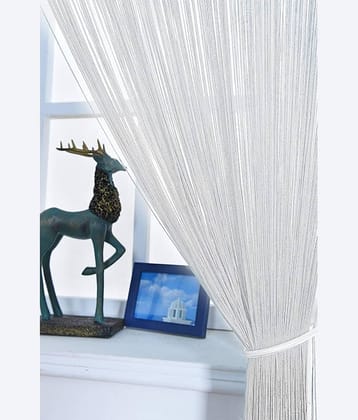 YUTIRITI Set of 2 Door Ring Rod Polyester Curtains White