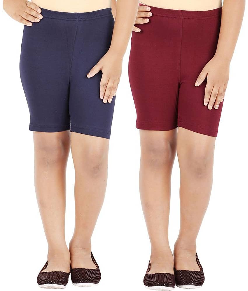 LULA Pack of 2 Girls Cotton Blend Cycling Shorts ( Multicolor )