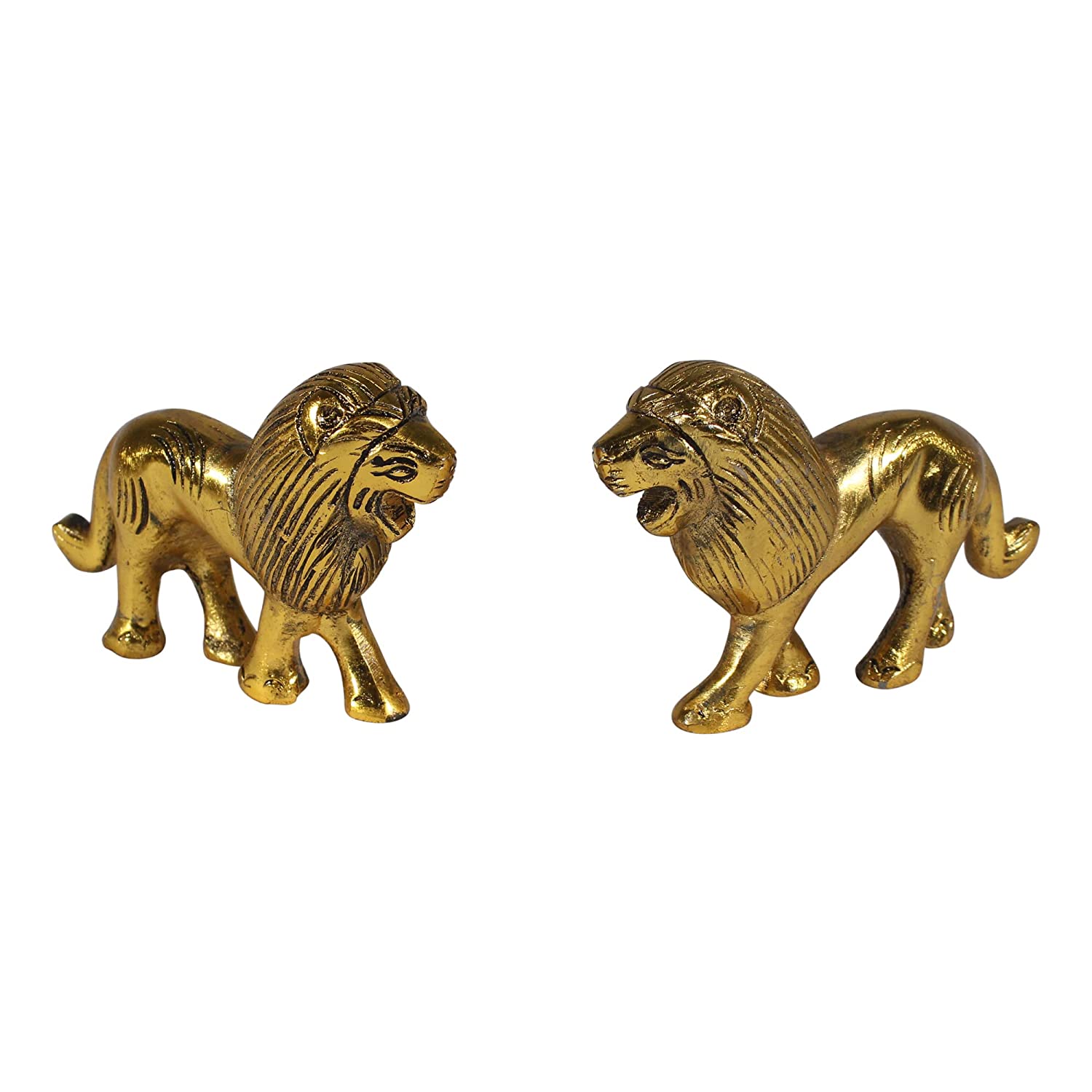 DreamKraft White Metal with Gold Polish Elephant Statue Gold Polish 2 pcs Set for Your Home, Office & Gift Article Table Decorative , Size: 11 cmX 6.5 cm Golden