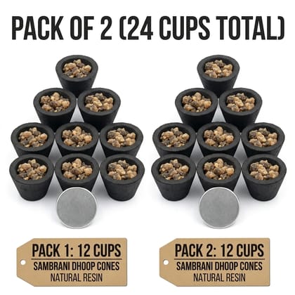 Delhi Deals Hub Sambrani Dhoop Cups for Pooja Sandalwood Fragrance Pack of 2 Total 24 Pieces