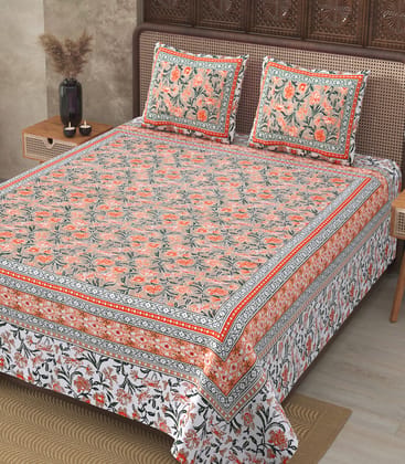 Leafy Elegance Pure Cotton Bedsheets Leafy Elegance Pure Cotton Bedsheets