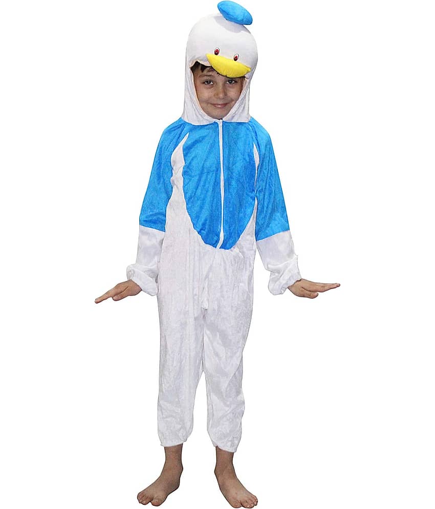 Kaku Fancy Dresses Duck Cartoon Costume -Blue & White, 7-8 Years, For Boys & Girls
