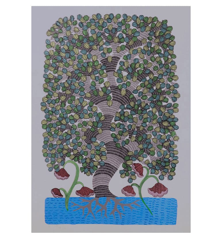 Handcrafted Gond Painting – Tree of Life | Traditional Tribal Art