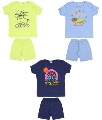 Dongli Pack of 3 Boys Cotton T-Shirt & Shorts Set ( Multicolor )