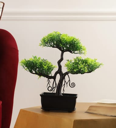 FOLIYAJ Artificial Bonsai Tree with Heart Shaped Leaves with Pot |Bonsai Tree|Artificial Flower|with Pot|Home D�cor for Living Room Home Office Shop|House|Gift|Decoration