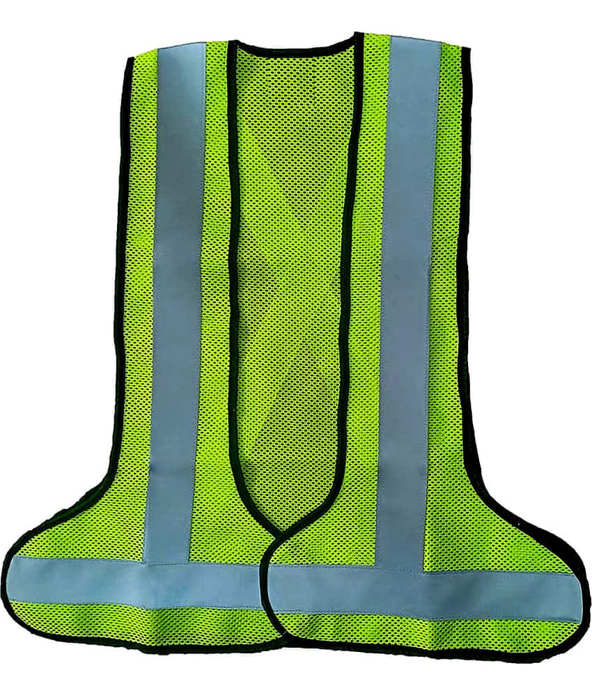 Laxmi Polyester 3 Side Open High Visibility Protective Safety Jacket (PACK OF 1) Green Safety Jacket