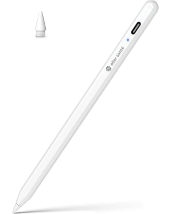 Vaku Luxos Universal Stylus Pen for Touchscreen Devices, Compatible with Android, iOS, Tablets & Smartphones, with Power Display, Tilt Sensitivity & Magnetic Adsorption - White