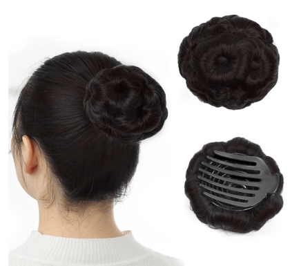 Extension For Women 1Pc Readymade Bridal Hair Bun Extension Faux Synthetic Hair Juda Bun For Women Stylish Brown Hair Extensions Hair Buns For Girls