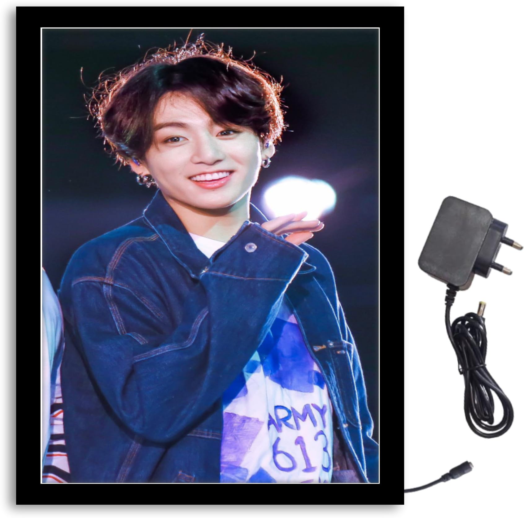 NOKKES Bts Blue Smart Light Photo Frame 8X10 inch Led Light photo Frame With Light Adaptor Led Light Photo Frame Black Color Photo Frame_AQW127