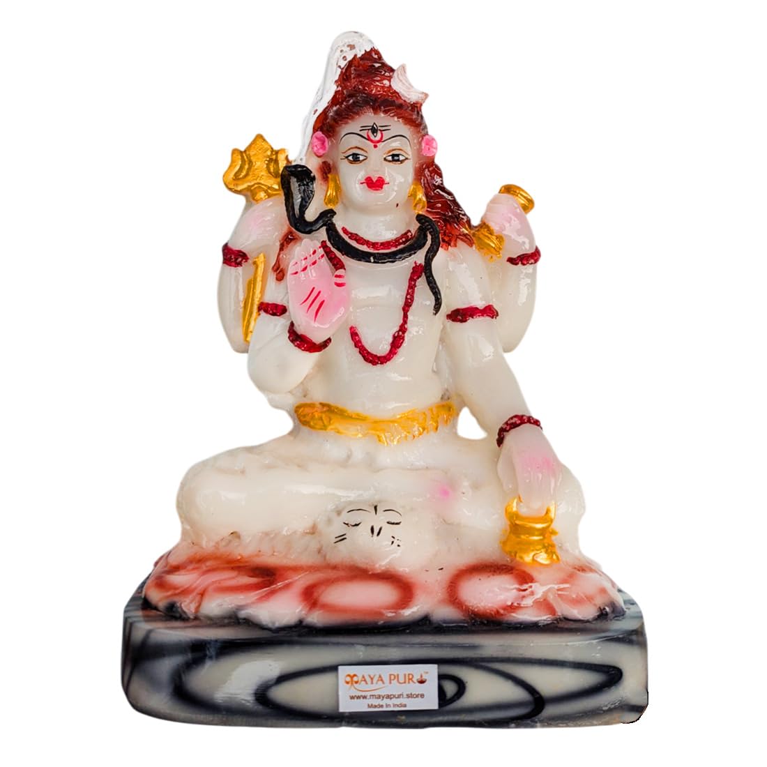 MAYAPURI Stone Dust Lord Shiva Shiv Ji Statue - Marble Dust Mahadev Maheshwar Murti for Home Decor/Office,(7 Inches Height, White)