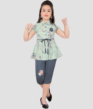 Cherry Tree Pack of 1 Girls Cotton Blend Top With Capris ( Black )