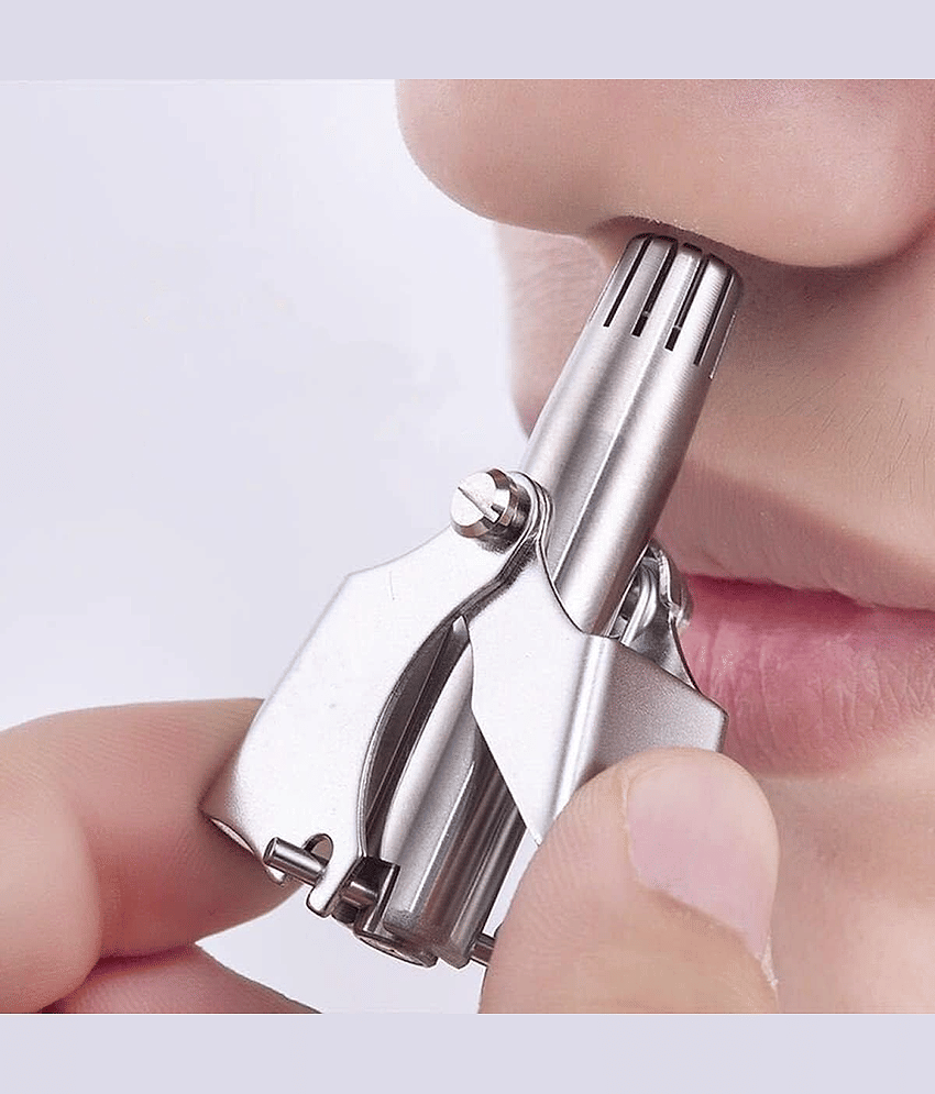 MAHADEV ENTERPRISE Manual Nose Trimmer Silver Cordless Nose Trimmer With 0 minutes Runtime