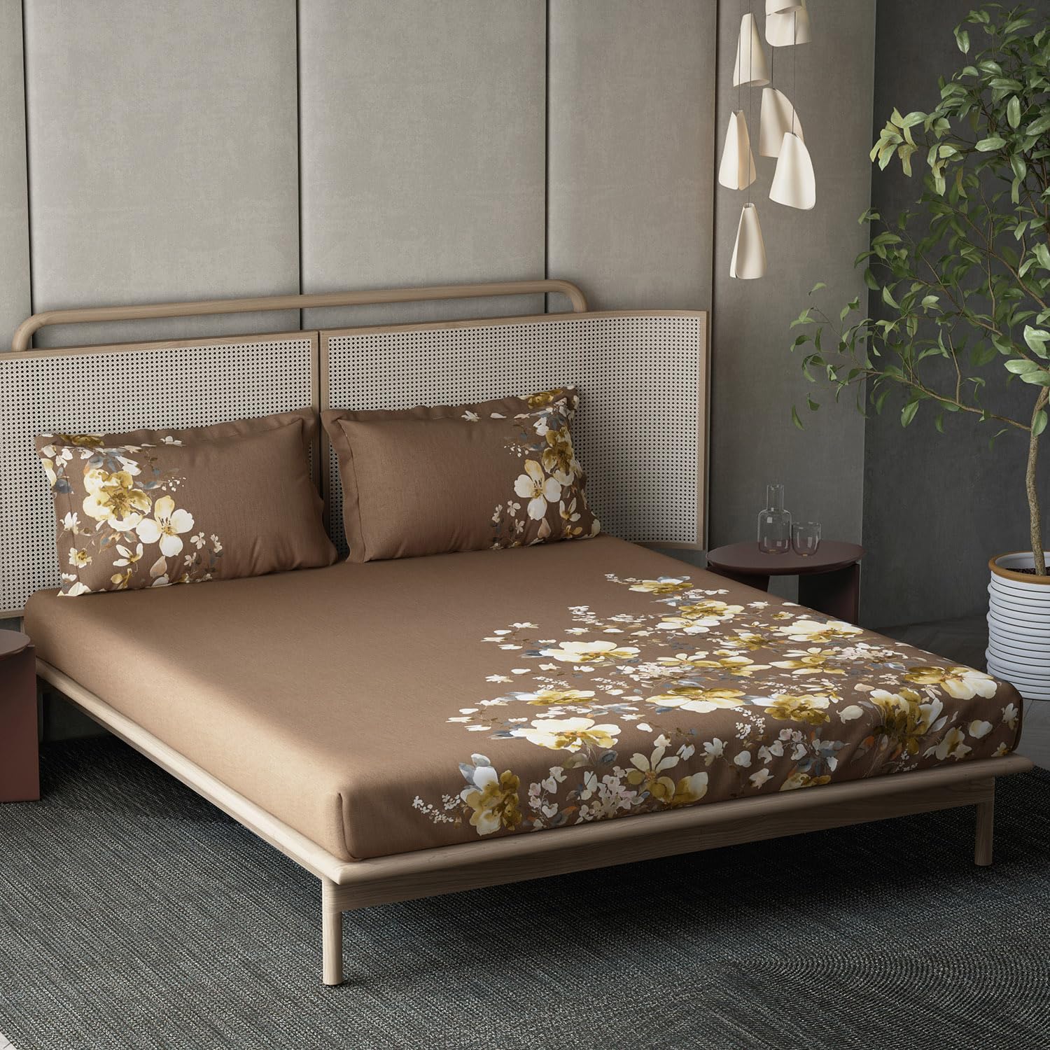 DDECOR - Memento Collection 100% Cotton Classical Pattern 145TC King Bedsheet |254 CM X 274 CM| Green