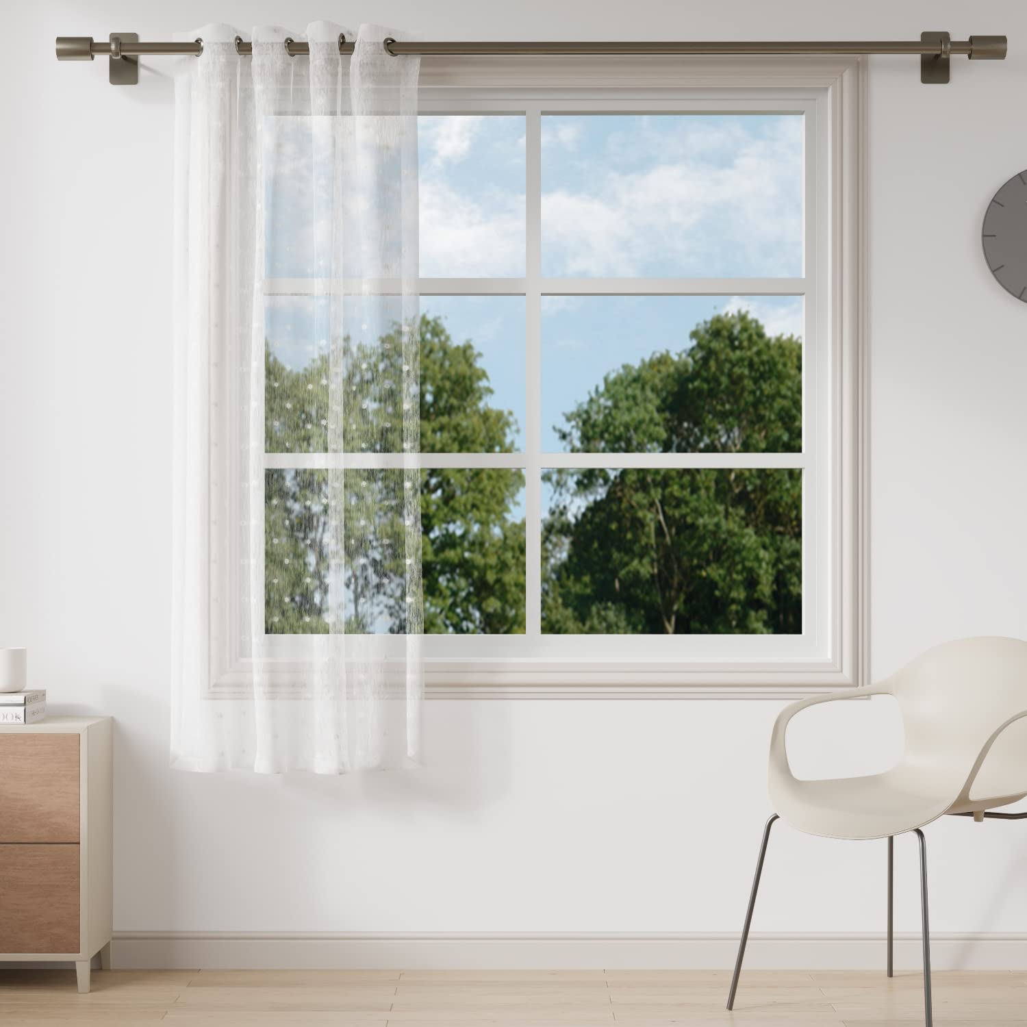 DDECOR - 100% PolyesterSmall Motifs PatternWindow 5 Ft|135 CM X 160 CM| - White