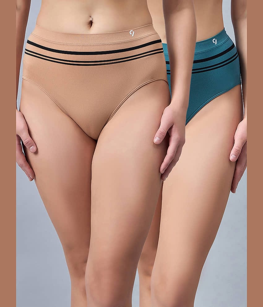 C9 Airwear Pack of 2 Nylon Striped Women's Briefs ( Multicolor )