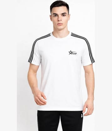 Alexender Men Cotton Blend Regular Fit Striped T-Shirt ( White )