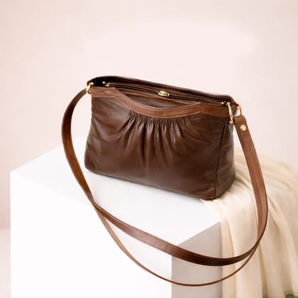 Premium Handcrafted Sheep Leather Sling Shoulder Bag – Brown