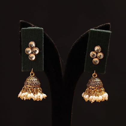 Yellow - Raahi Stone Work Fabart GS Jhumka Earrings