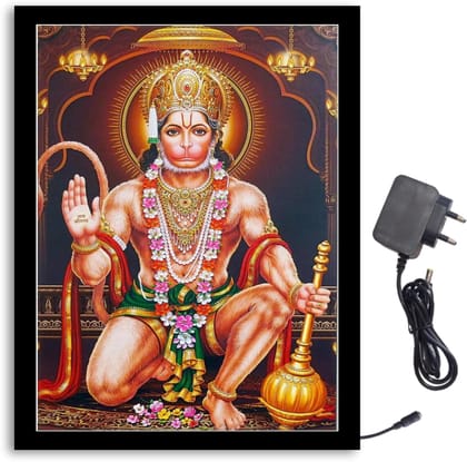 NOKKES Hanuman Ji Light Photo Frame 8X10 inch Led Light photo Frame With Light Adaptor Led Light Photo Frame Black Color Photo Frame_AQW243 NOKKES Hanuman Ji Light Photo Frame 8X10 inch Led Light photo Frame With Light Adaptor Led Light Photo Frame Black Color Photo Frame_AQW243