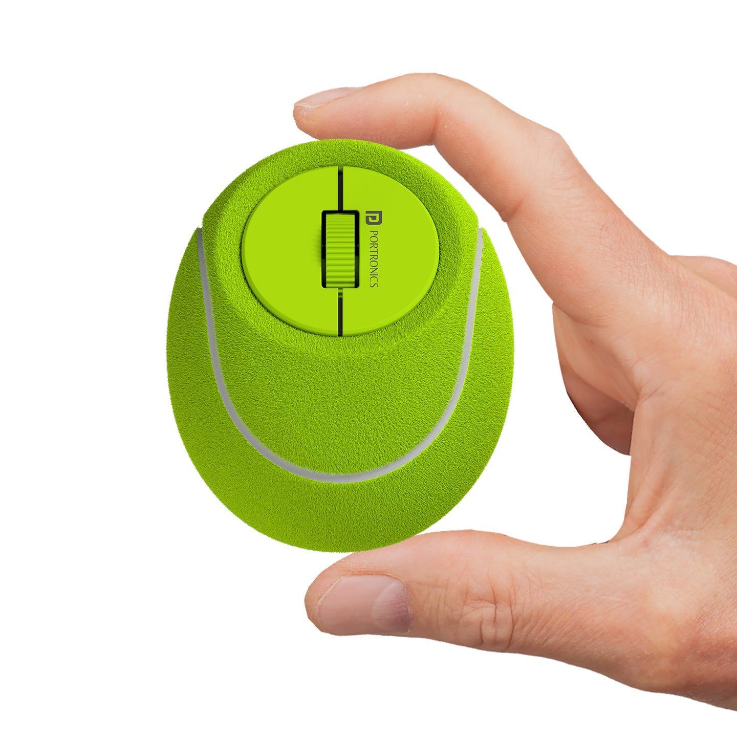 Portronics ToadPlay Tennis Mini Wireless Mouse, Dual Wireless Connectivity, Rechargeable Upto 2400 DPI Adjustable, Bluetooth 5.0 & 2.4GHz RF, Type C Rechargeable Battery, Premium Soft Silicone Material - Green