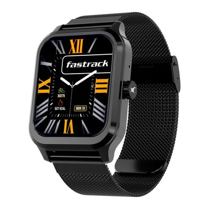 Fastrack Jupiter Retro 1.83" Display Smart Watch with Bluetooth Calling, Functional Crown, Metal Strap, 100+ Sports Modes, Health Suite, IP68, 5-Day Battery – for Men & Women Latest (Black Mesh) Fastrack Jupiter Retro 1.83" Display Smart Watch with Bluet