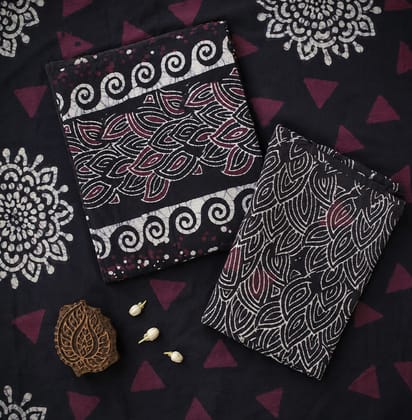 Handcrafted Batik Print 3 Piece Unstitched Cotton Suit set