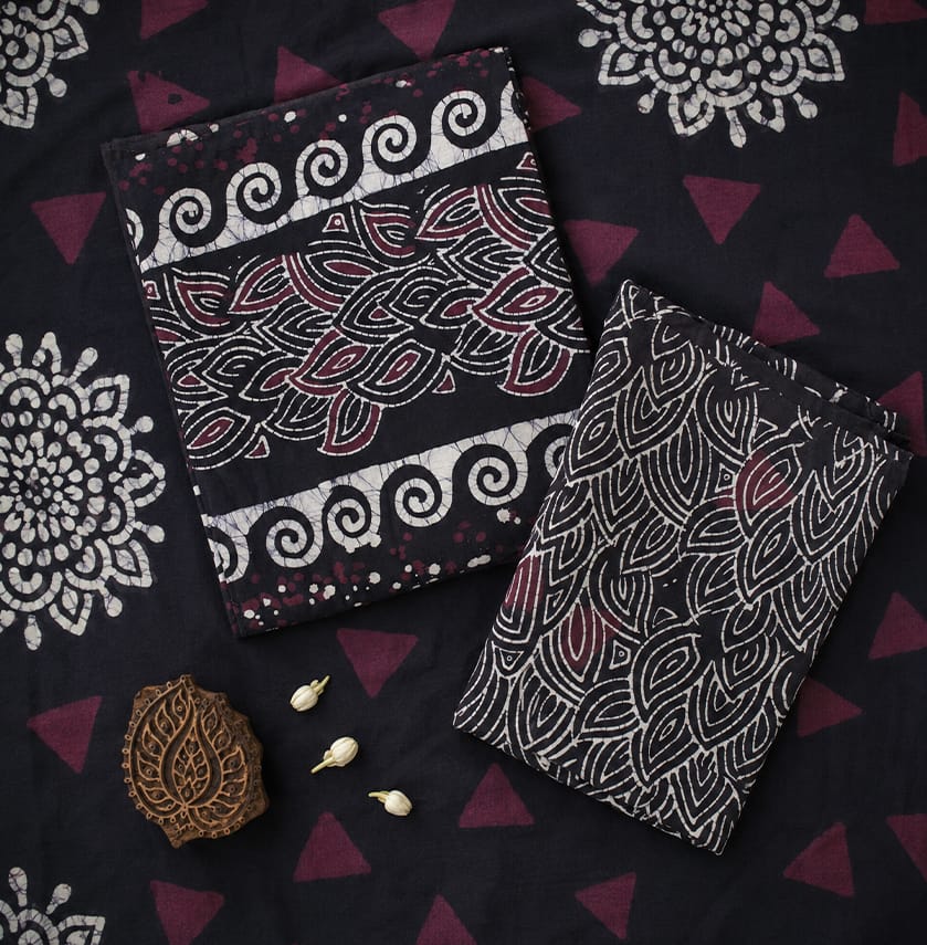 Handcrafted Batik Print 3 Piece Unstitched Cotton Suit set
