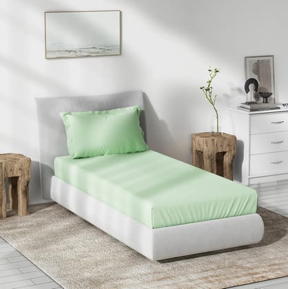 DDECOR - Spectrum Collection 100% Cotton Plain & Texture Pattern 180TC Single Bedsheet|152 CM X 224 CM| - Green