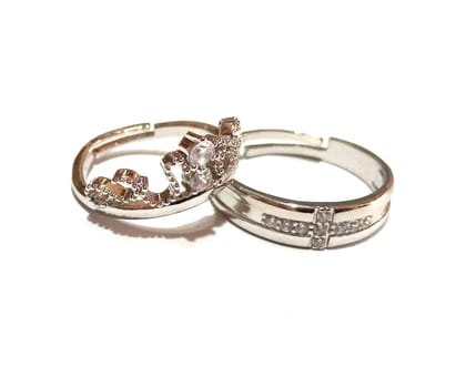 Nawani Fashion Silver Ring for Women - Set of 2