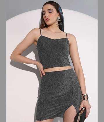 Tokyo Talkies Women Top With Skirt Co-Ord Set ( Black )