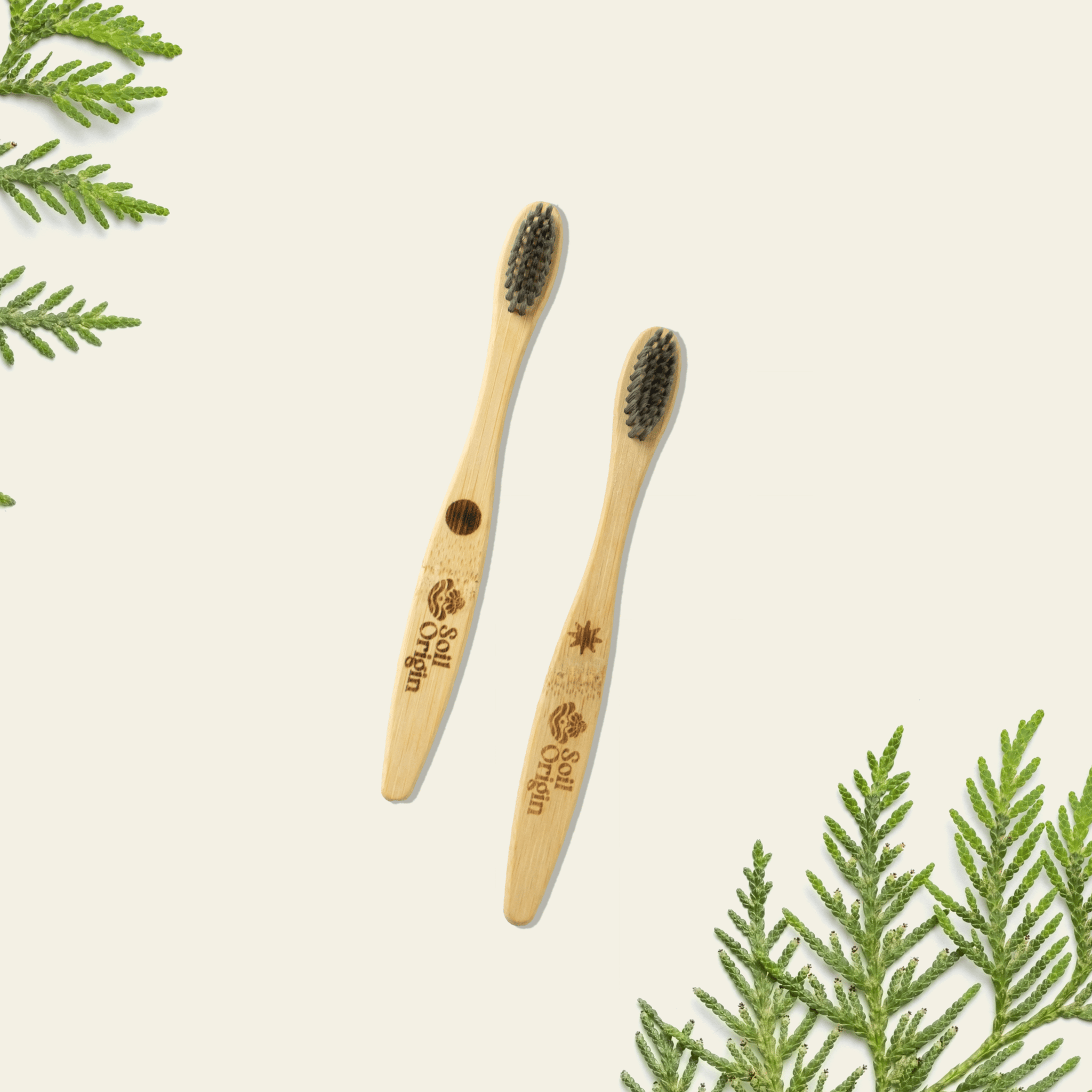 Kids Bamboo Toothbrush With Activated Charcoal Bristles - Set of 2