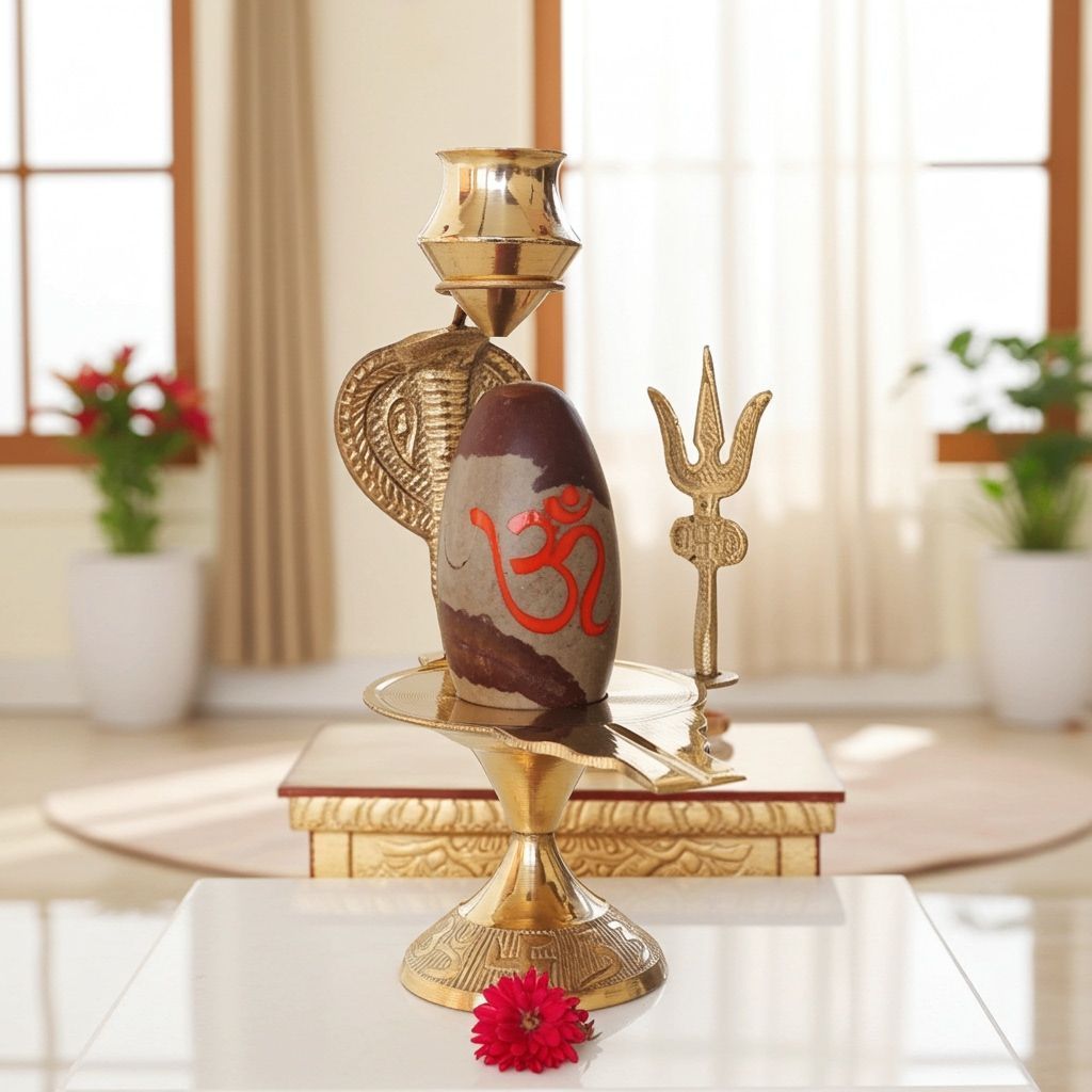 Brass Navdev Shivling � Size 6 Premium Navgrah Lingam, 6, Height : 6.7 Inch (ZMAS464 F)