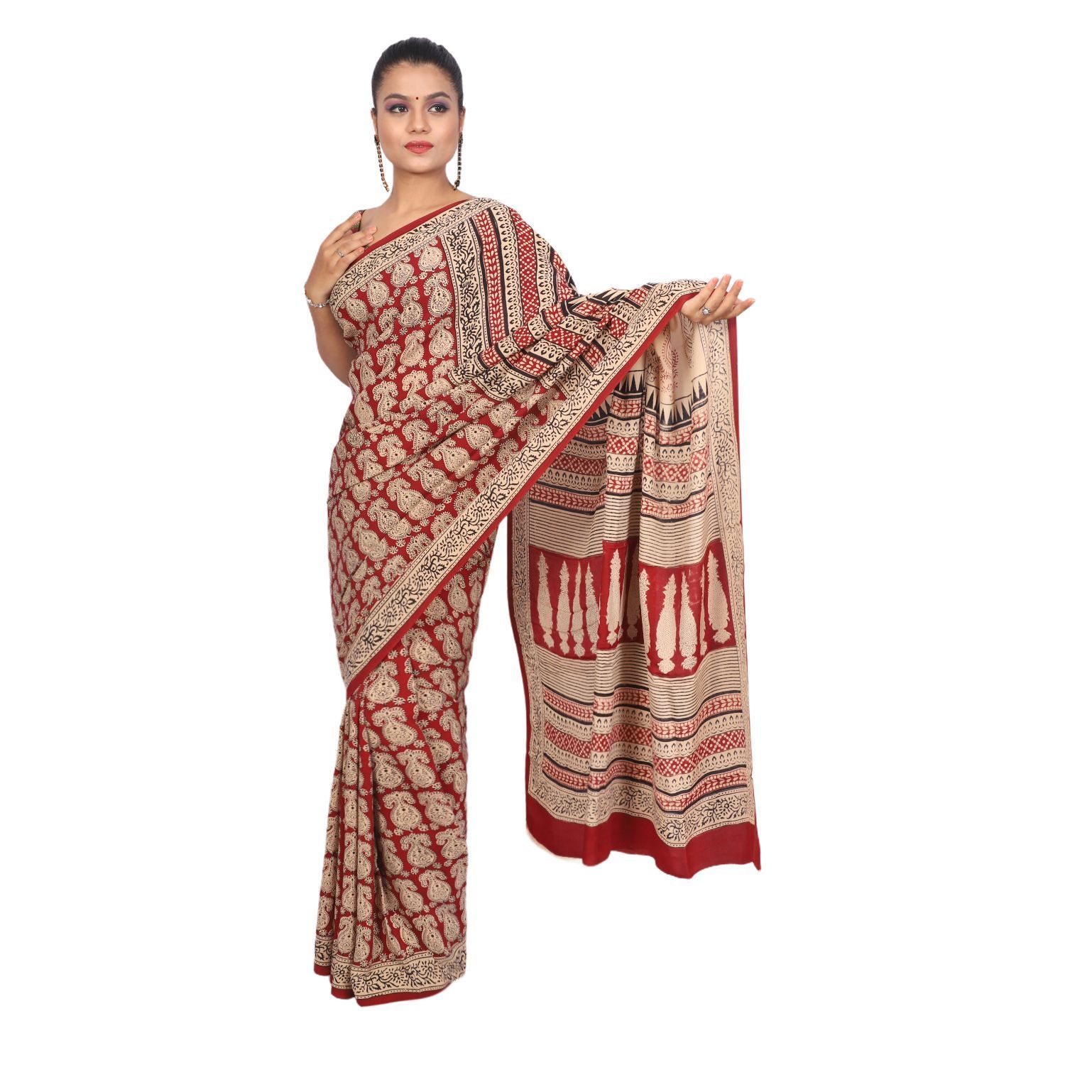 HANDLOOM CRAPE SILK SAREE WITH BLOUSE (SKU - 3I0106030422 SAREE- 219)