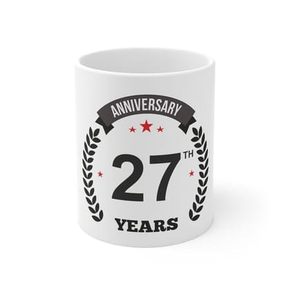DARSHANS Ceramic 27th Anniversary Printed Coffee Mug (Color: White, Capacity:330ml)