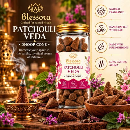 Blessora Patchouli Veda Dhoop Cones - 40 pc Blessora Patchouli Veda Dhoop Cones - 40 pc