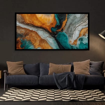 Luminary Prismatic Gaze – Vibrant Emotion Museum-Quality Cotton Canvas Art for Living Room Décor | Frame Size (127 X 69 Cm) | Frame Type (Black) | 5-Year Warranty