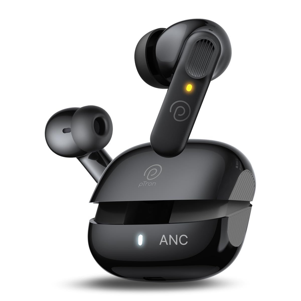 pTron Zenbuds 1 V2 ANC Bluetooth V5.3 in Ear Earbuds, 32Db Quietsound Tech, 13Mm Hyperdrivers with 4D Panaromic Audio, 4 Quadpro ANC Mics, 40Ms Low Latency Game/Music Modes & IPX5 (Jet Black)