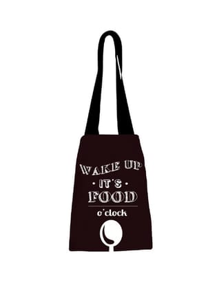 Printed Astara Black Canvas Lunch Bag Printed Astara Black Canvas Lunch Bag