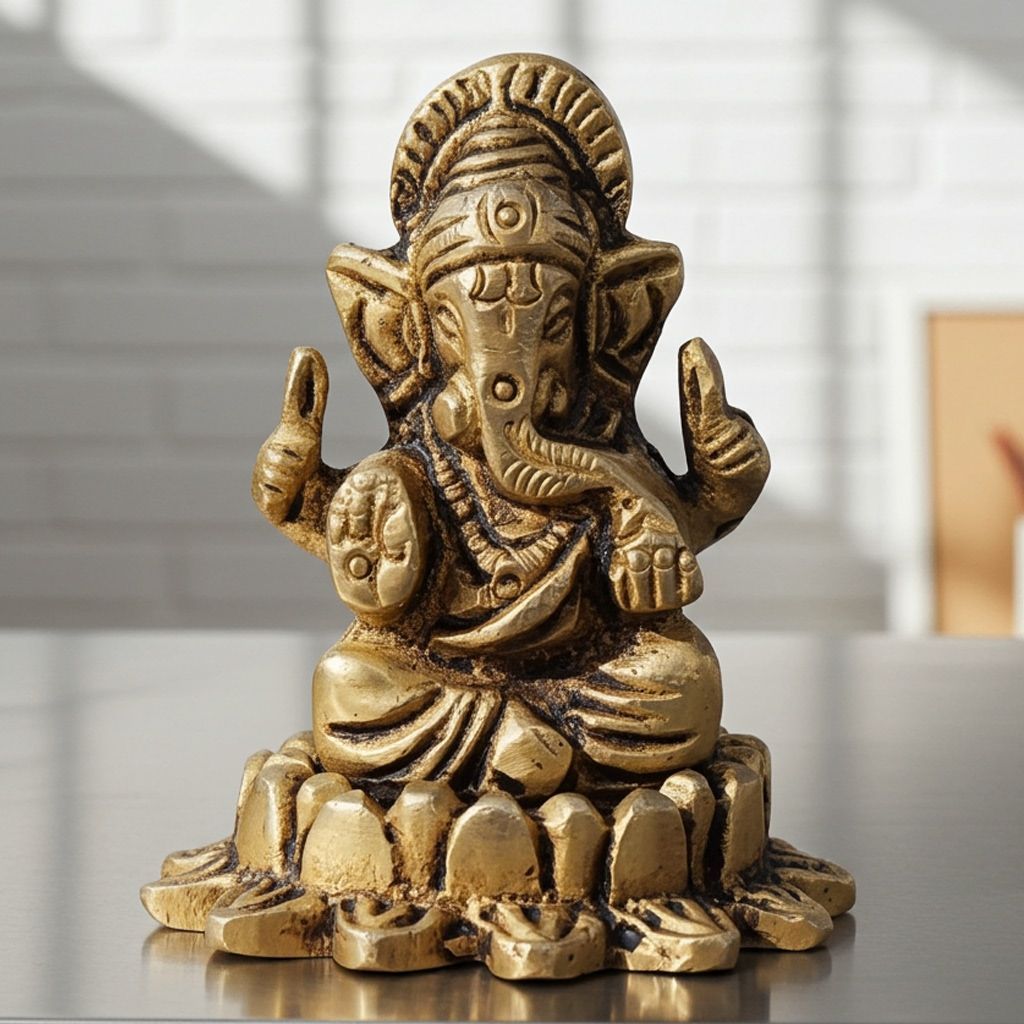 Brass Showpieec Ganesh Ji Statue (BSMAS892 G)