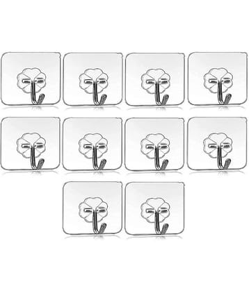 Self Adhesive PVC Flower Wall Hooks, Pack of 10